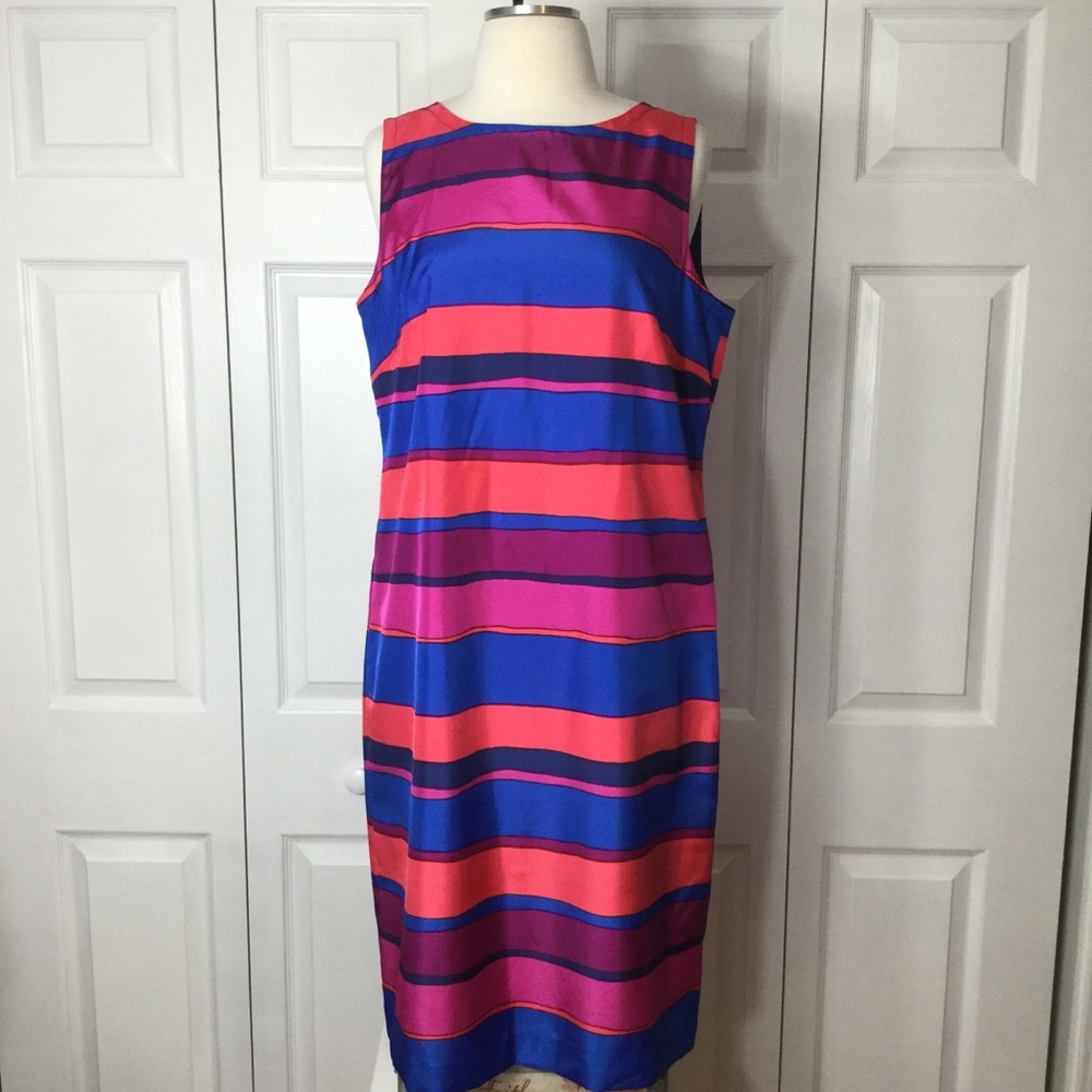 Talbots Multi Color Striped Sheath Dress